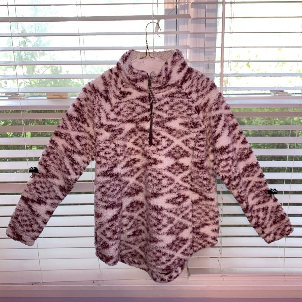 Pink Aztec Patterned Sherpa Pullover (Very soft)
